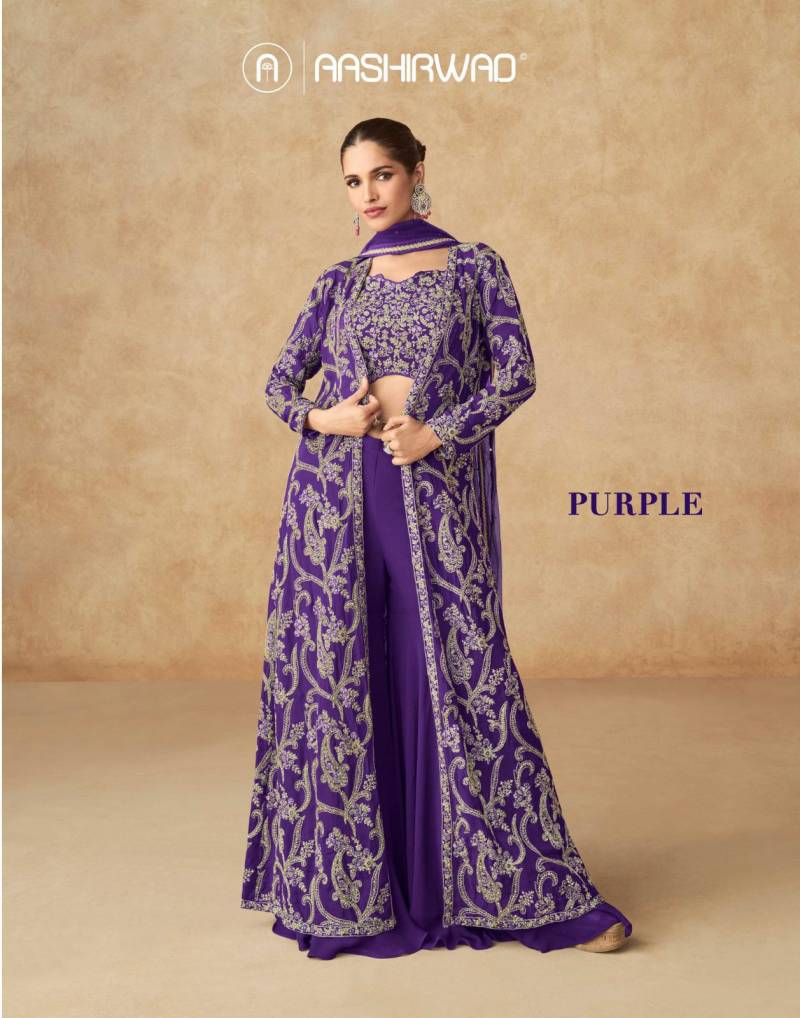 Aashirwad Purple Designer Fancy Indo Western Collection