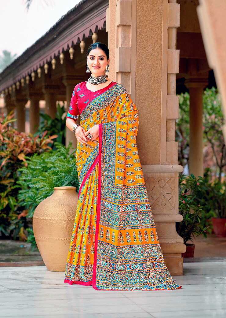 Df Ajrakh Printed Cotton Saree Collection