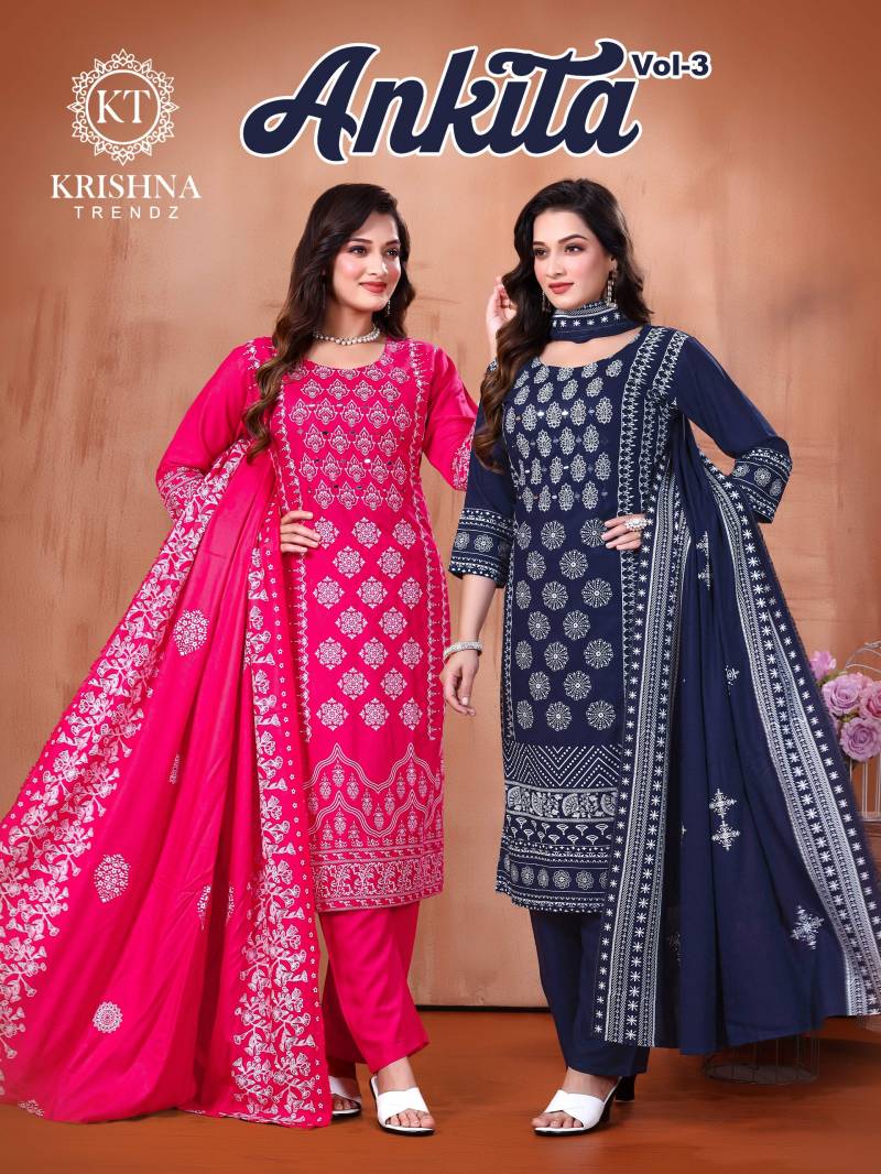 Krishna Ankita Vol 3 Designer Kurti Pant With Dupatta Collection