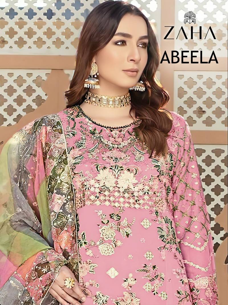 Zaha Abeela Organza Pakistani Salwar Kameez Collection