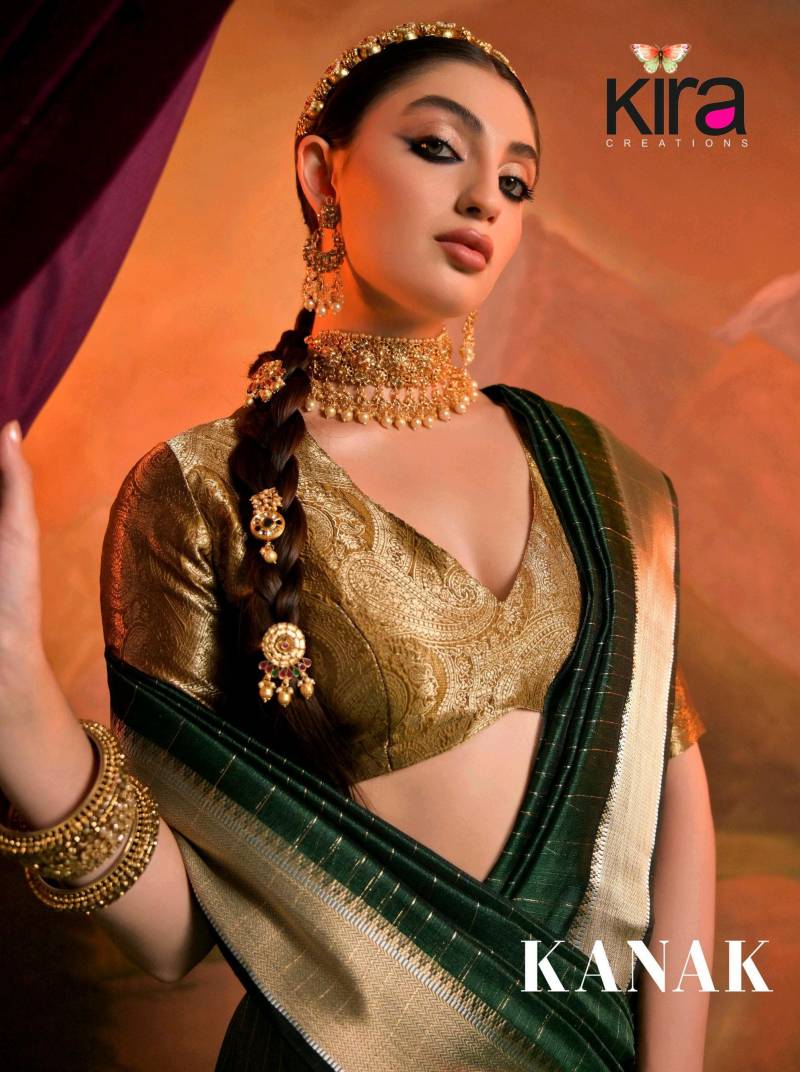 Kira Kanak Moss Zari Weaving Silk Saree Collection