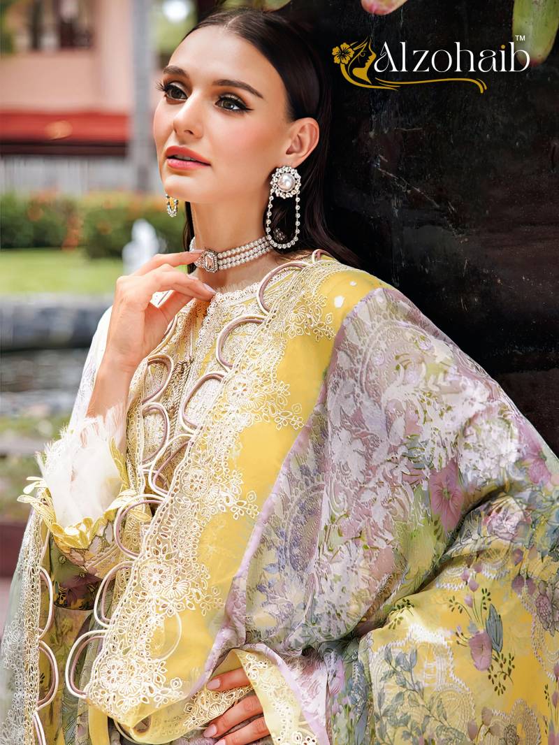 Alzohaib Az 1117 To 1122 Pakistani Suits Cotton Dupatta