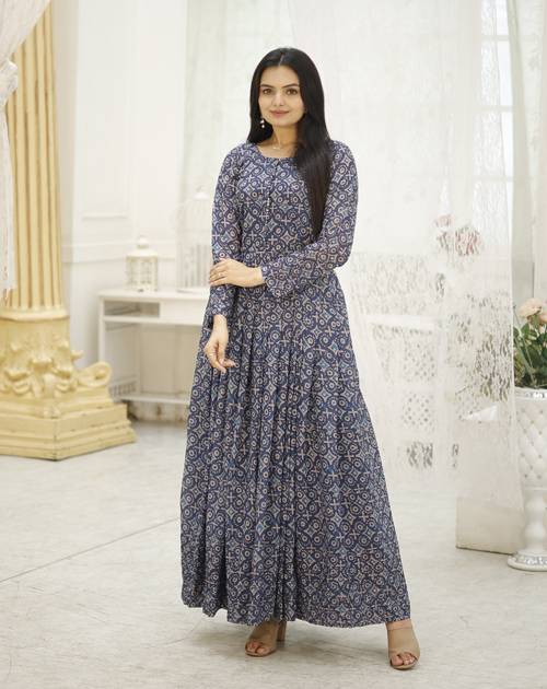 Aayaa Vol 19 Faux Georgette Readymade Printed Gown Collection