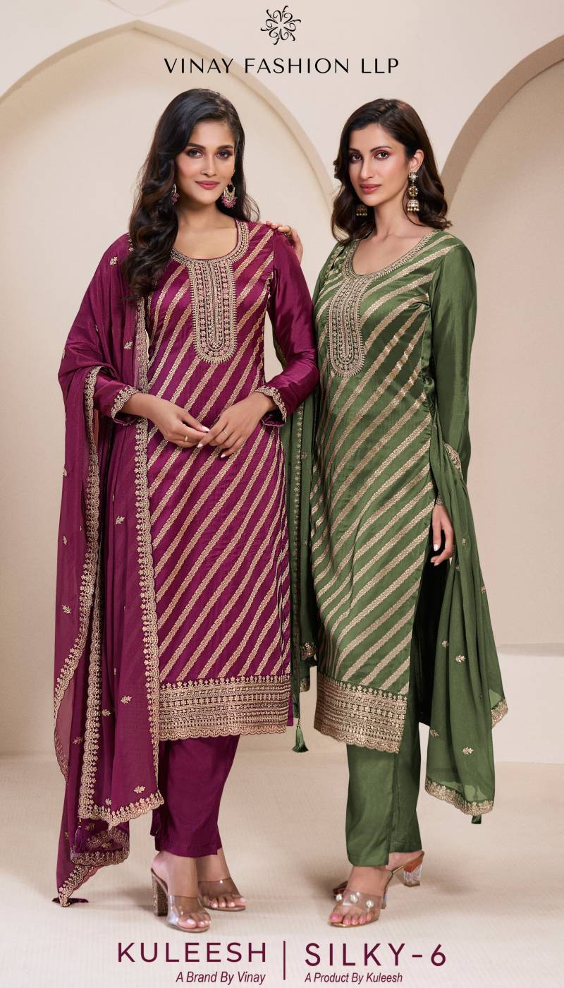 Vinay Kuleesh Silky 6 Silk Designer Salwar Suits Collection