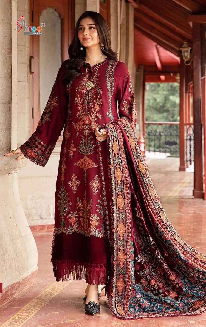 Shree Maria B Luxe 3745 To 3747 Pakistani Salwar Suit Chiffon Dupatta