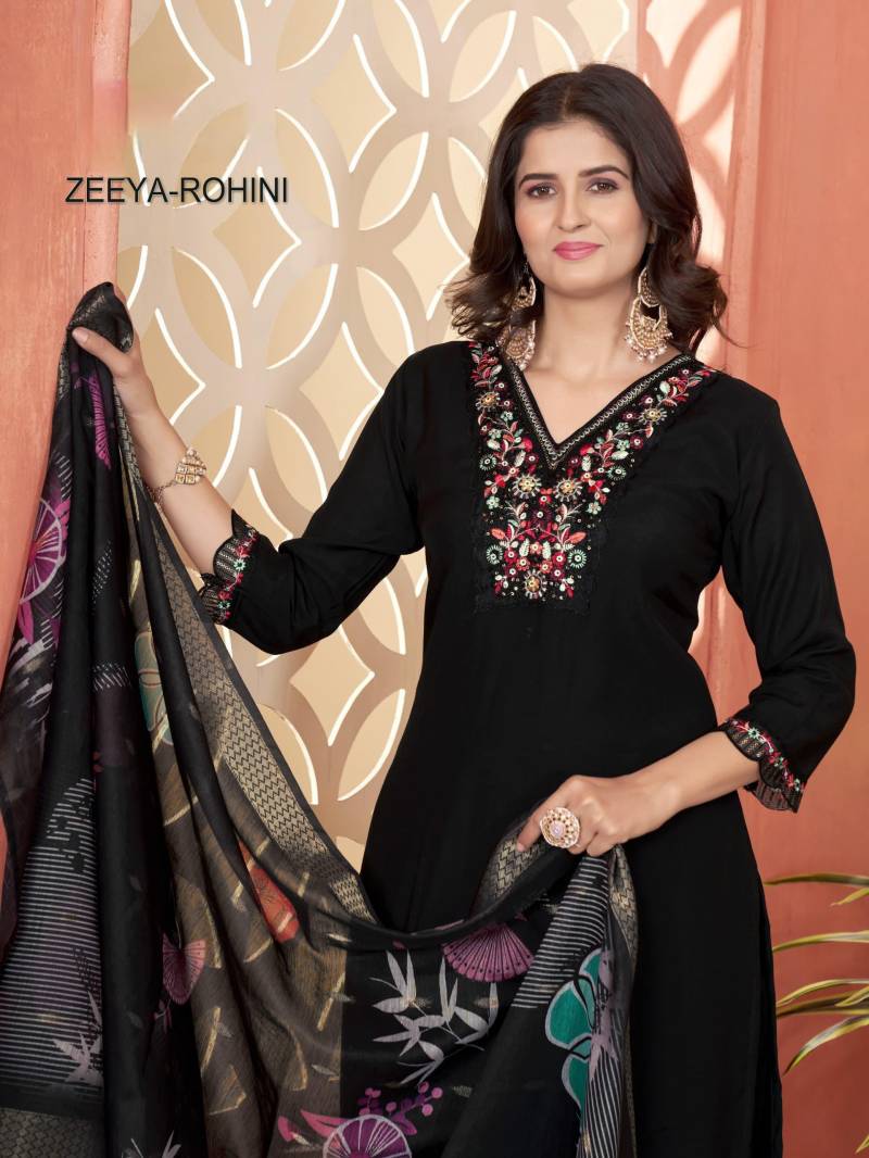 Zeeya Rohini Roman Silk Kurti Pant With Dupatta Collection