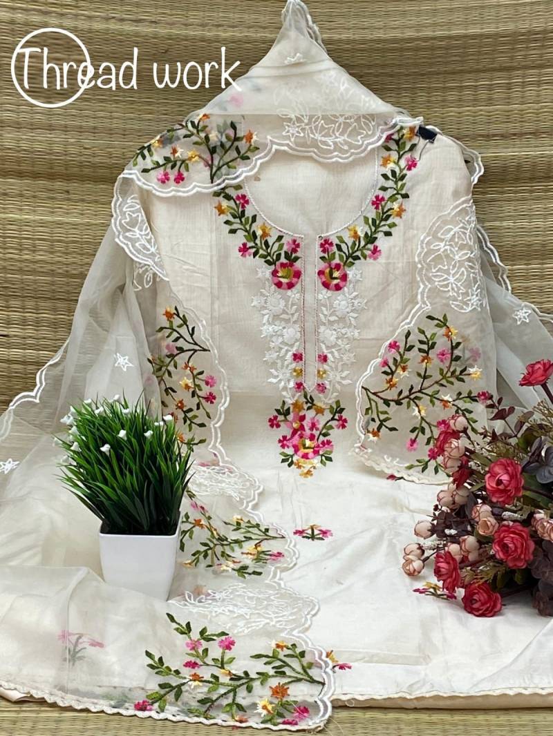 Ribbin Suits 1001 Designer Embroidery Work Dress Material Collection