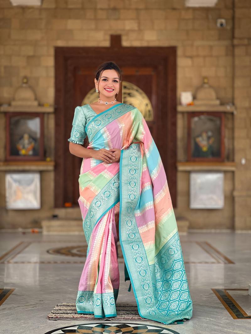 Nx Muti Colour Soft Banarasi Silk Saree Collection