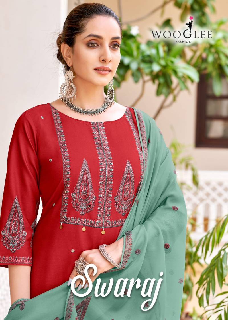 Wooglee Swaraj Viscose Embroidery Kurti Bottom With Dupatta