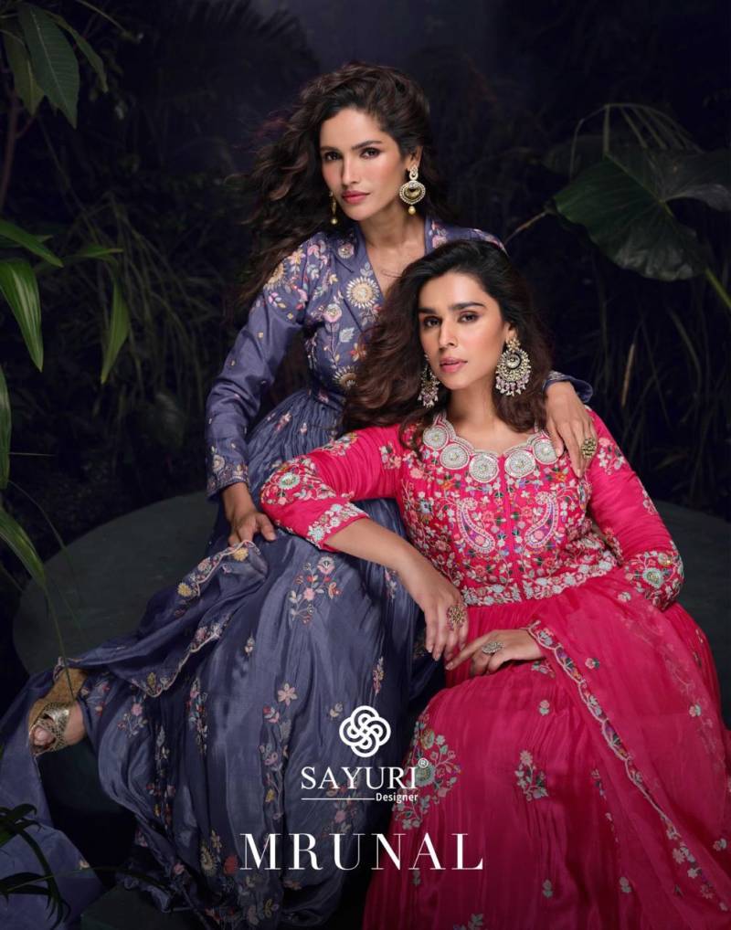 Sayuri Mrunal Silk Designer Embroidery Gown With Dupatta Collection