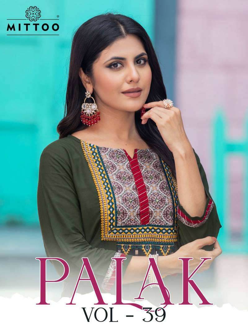 Mittoo Palak Vol 39 Handwork Designer Kurti Collection