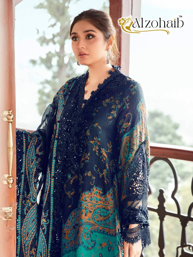 Alzohaib Az 1144 A And B Pakistani Suits Cotton Dupatta