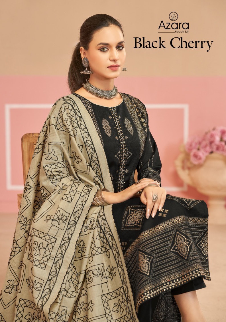 Radhika Azara Black Cherry Cotton Dress Material Collection