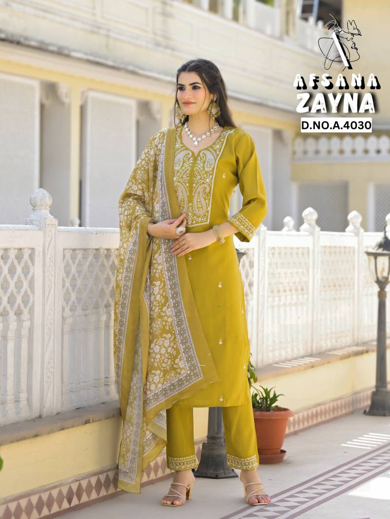 Afsana Zayna Roman With Beats Handwork Kurtis Bottom Dupatta Set