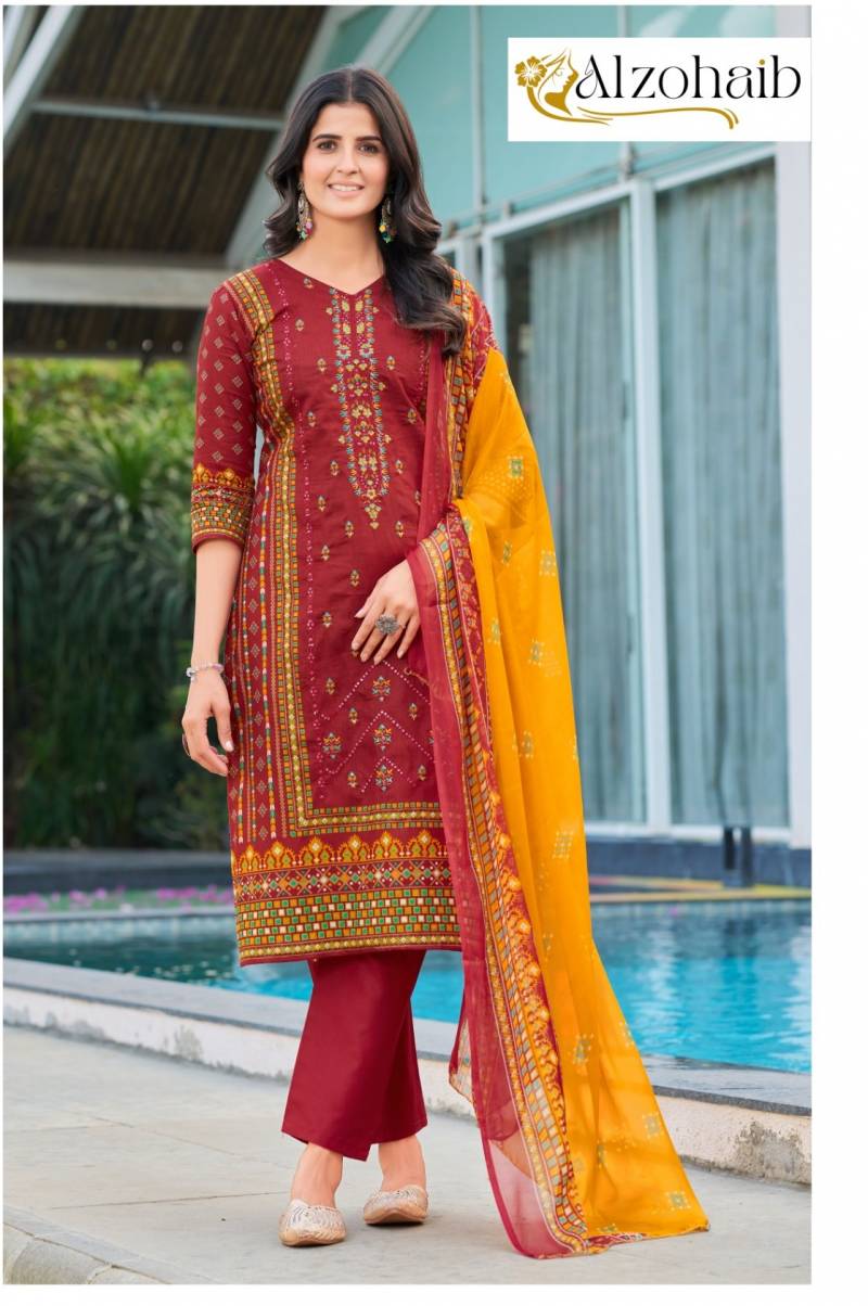 Alzohaib Sapphire Vol 1 Pakistani Salwar Suits Chiffon Dupatta