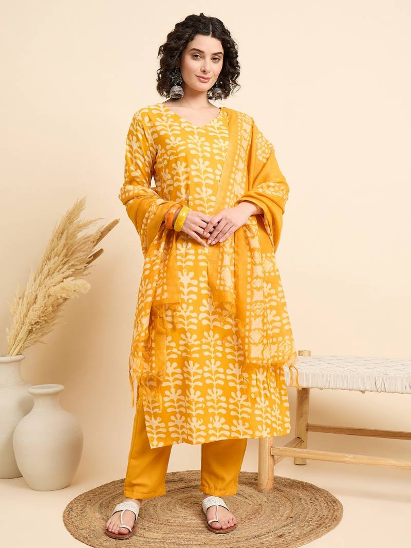 Dhruvi 297 Yellow Printed Kurti Bottom With Dupatta