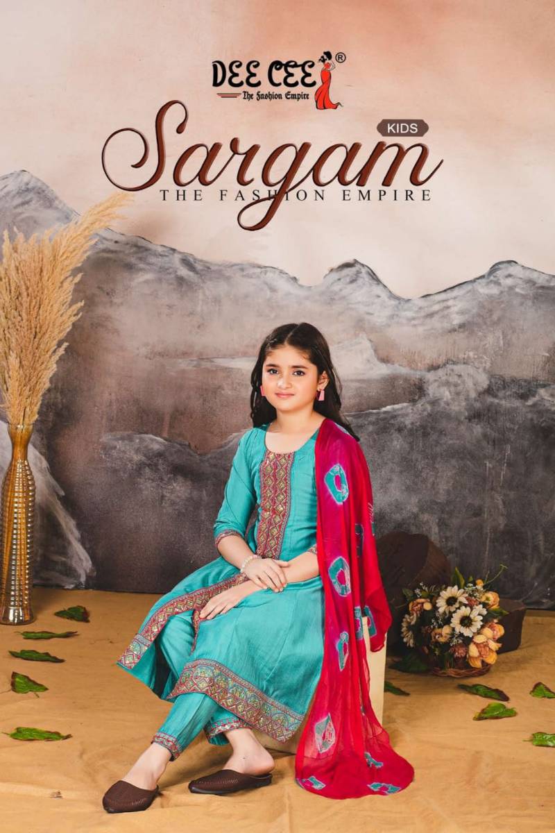 Deecee Sargam Embroidered Kids Kurti Bottom With Dupatta