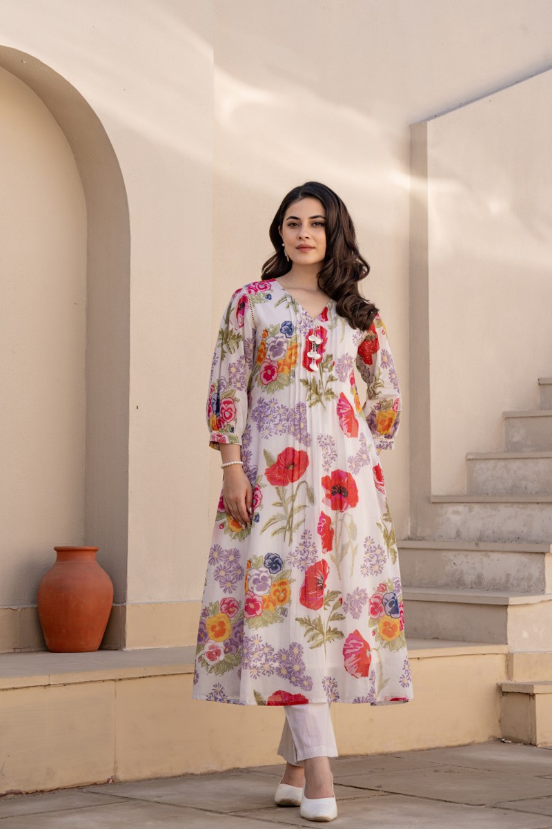 Tanyaa P 323 Cotton With Handwork Kurti With Bottom