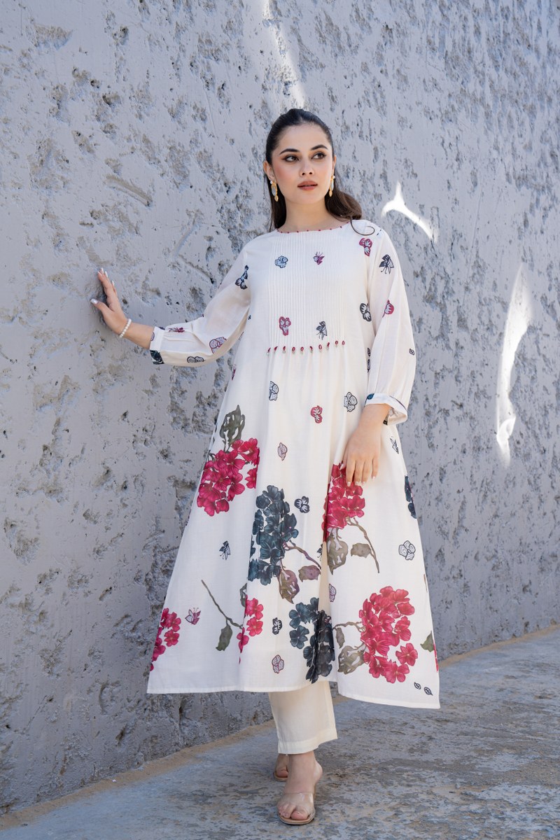 Tanyaa P 322 Cotton Handwork Designer Kurti With Bottom