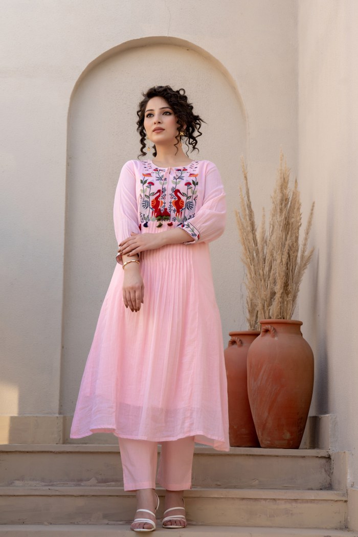 Tanyaa P 321 Cotton Handwork Kurti With Bottom Collection