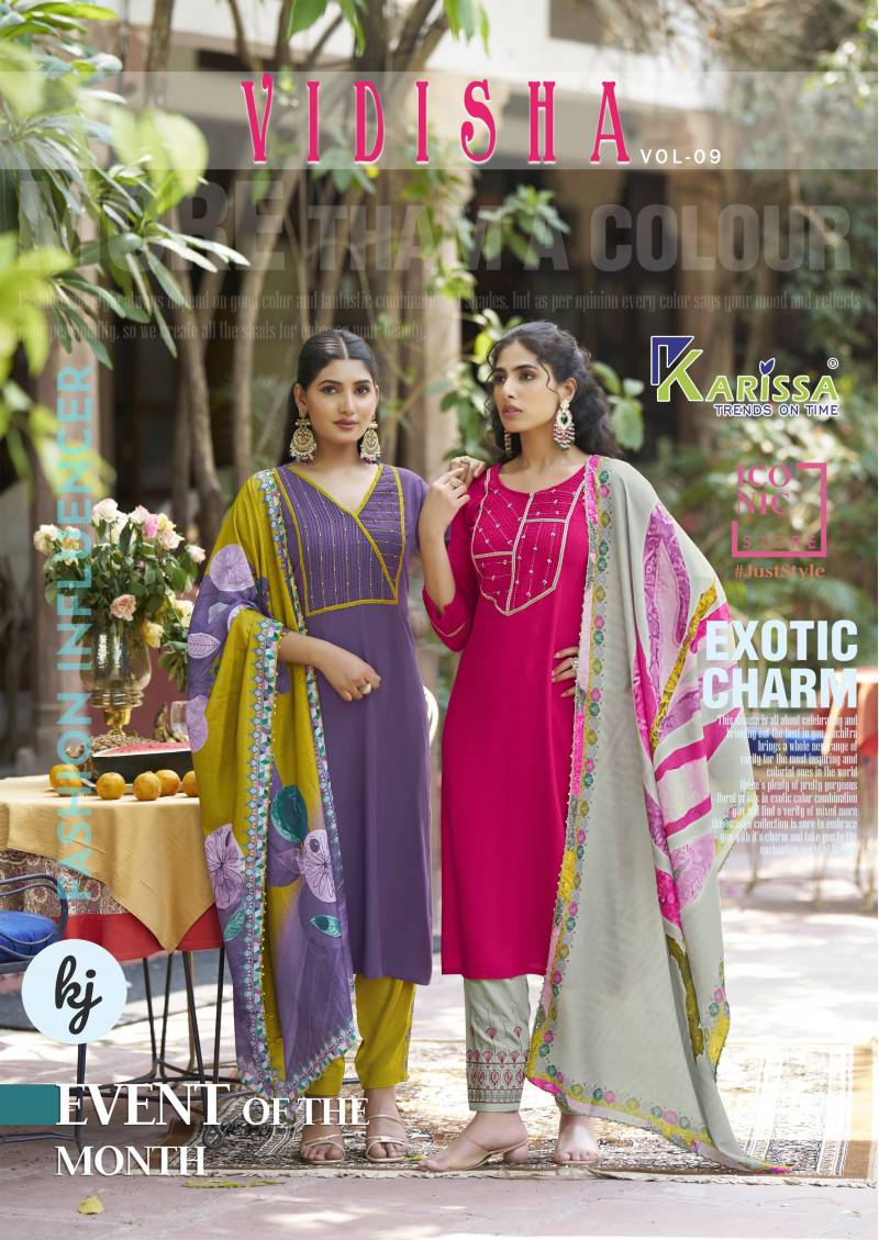 Karissa Vidisha Vol 9 Thread Work Kurti Bottom With Dupatta