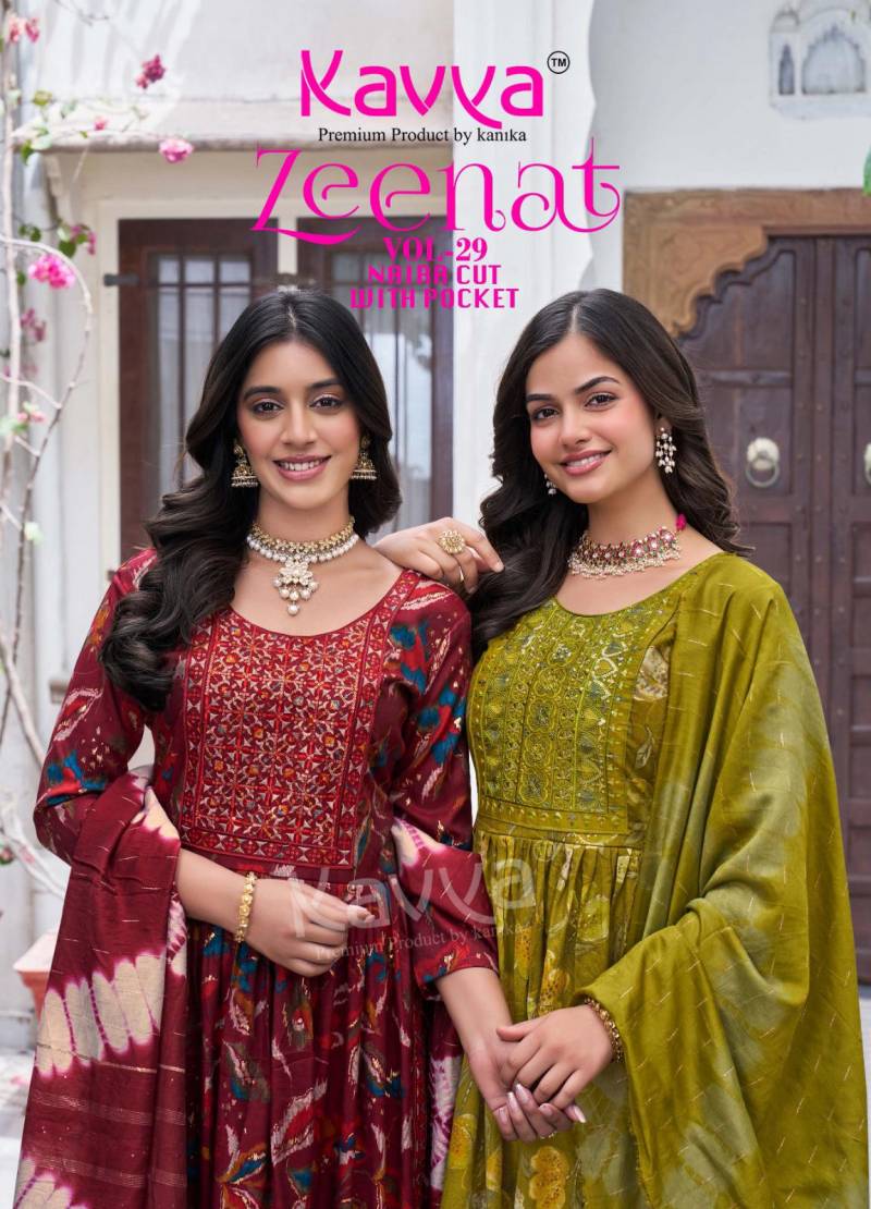 Kavya Zeenat Vol 29 Foil Printed Kurti Bottom With Dupatta