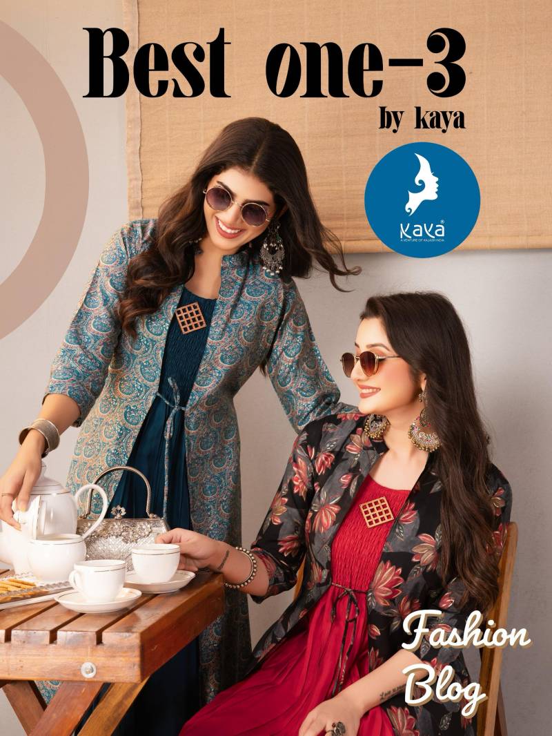 Kaya Best One 3 Chanderi Fancy Printed Shrug Kurti Collection