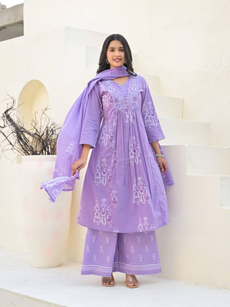 Tanyaa P 334 A Line Cotton Kurti Bottom With Dupatta