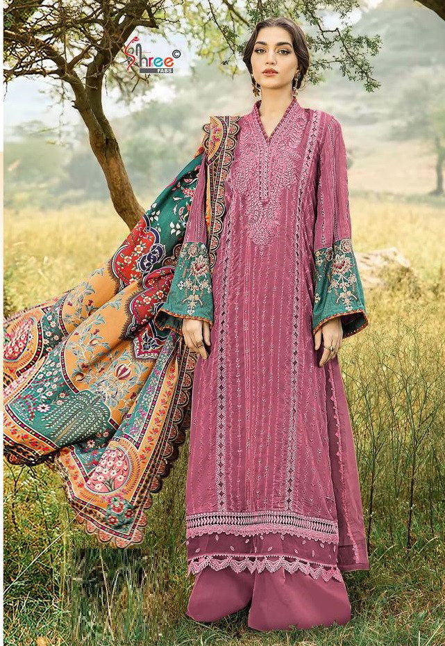 Shree Maria B Exclusive Color Collection Pakistani Suits Chiffon Dupatta