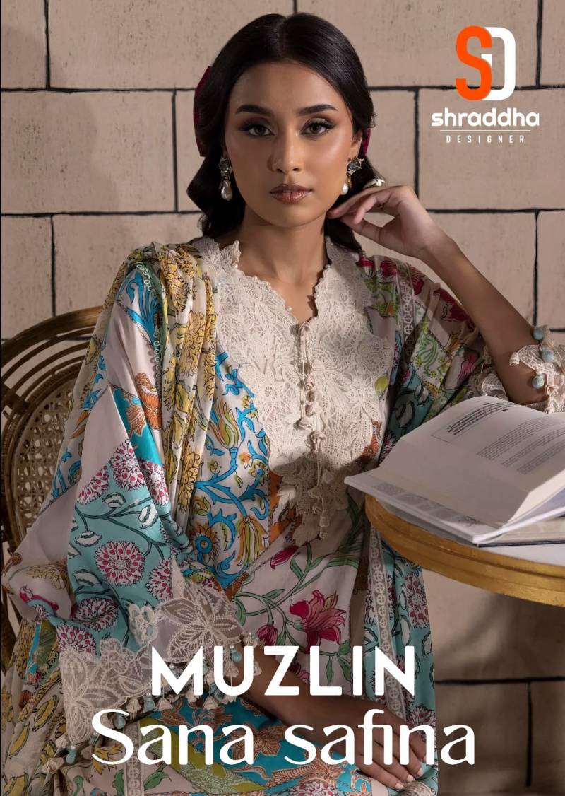 Shraddha Muzlin Sana Safina Pakistani Suits Cotton Dupatta
