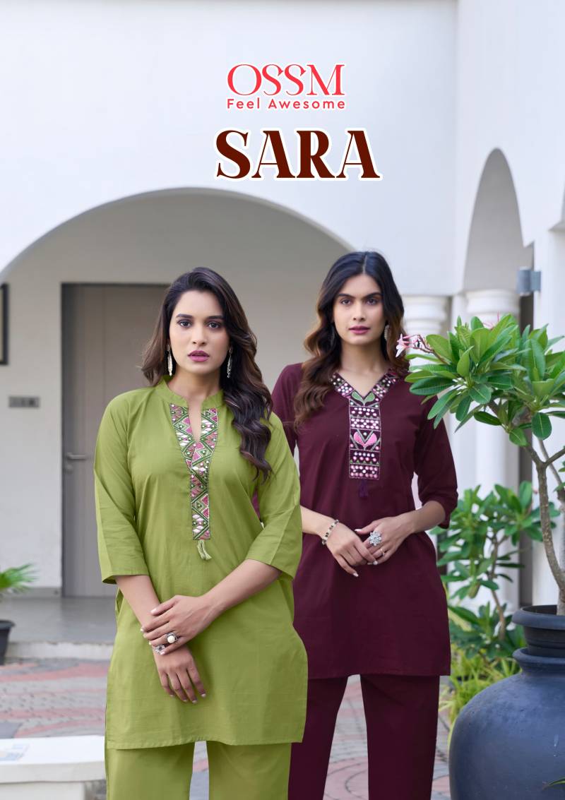 Ossm Sara Cotton Embroidery Work Fancy Co Ord Set Collection