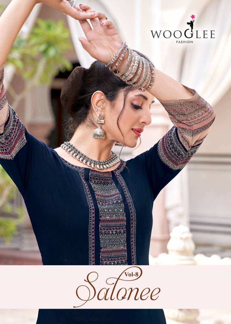 Wooglee Salonee Vol 8 Designer Thread Hand work Kurti Collection