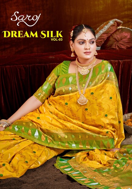 Saroj Dream Silk Vol 3 Wedding Wear Silk Saree Collection