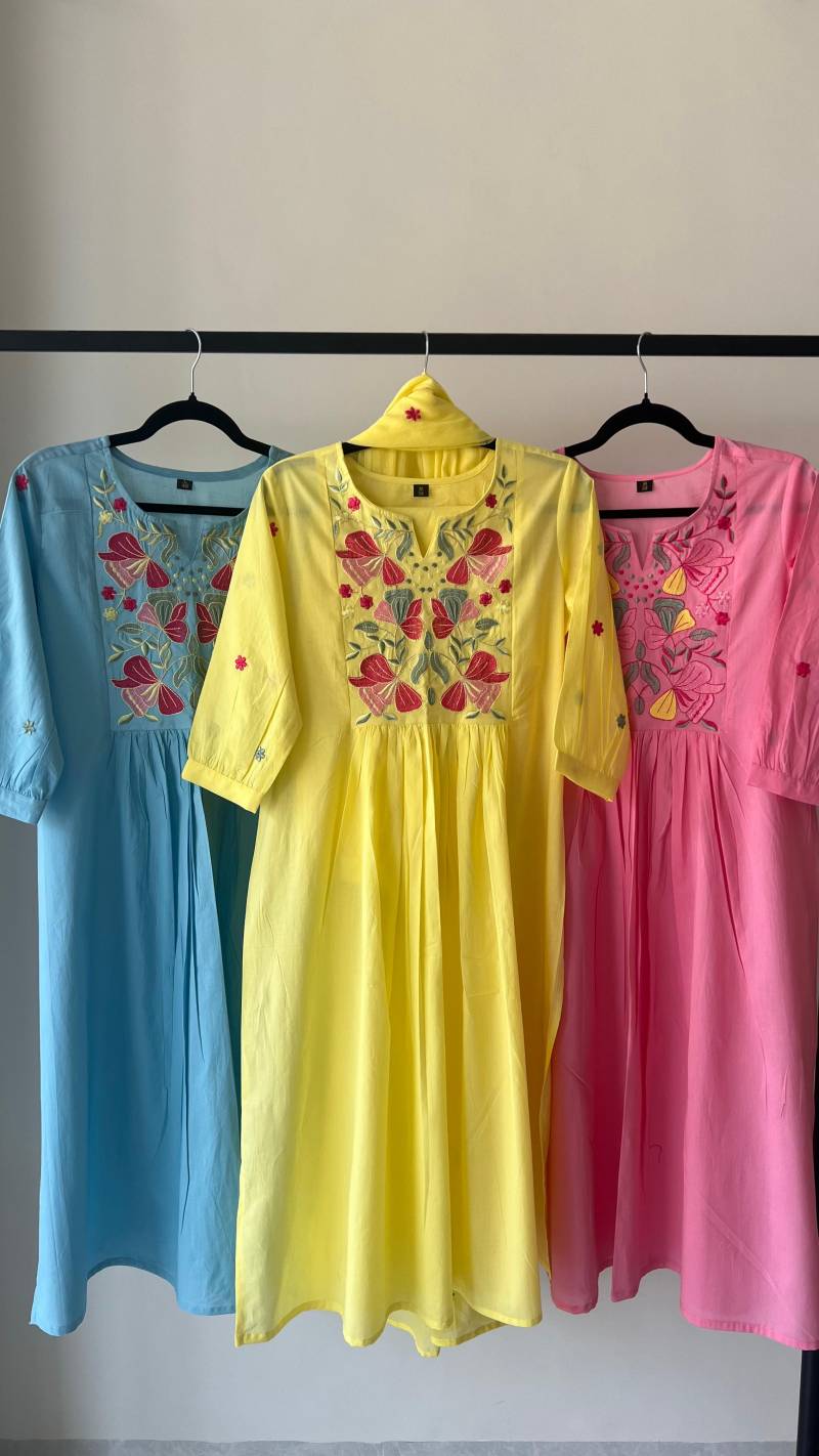 Tanyaa P 347 Mul Cotton With Work Readymade Dress Collection