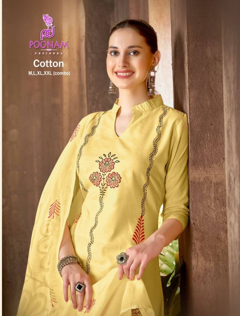Poonam Cotton 351 To 354 Designer Kurti Bottom With Dupatta