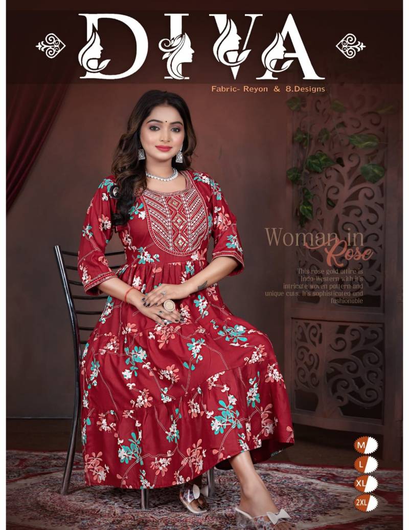 Ft Diva Vol 13 Rayon Printed Long Kurti Collection