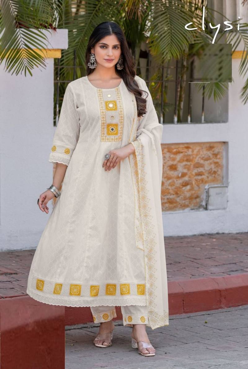 Clysi 8046 Cotton Kurti Bottom With Dupatta