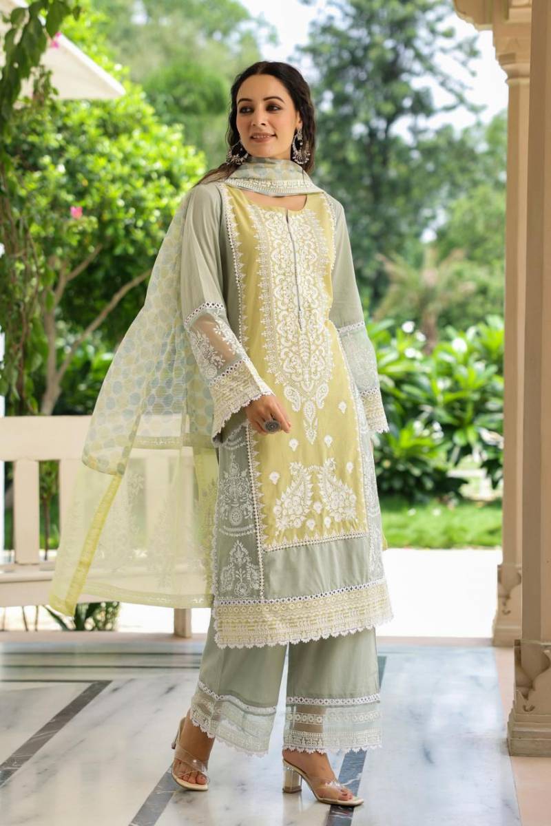 Tanyaa P 365 Cotton Designer Kurti Plazzo With Dupatta