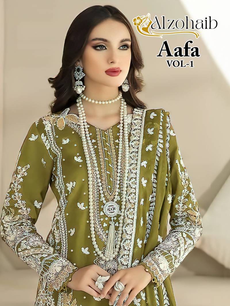 Alzohaib Aafa Vol 1 Organza Readymade Pakistani Salwar Suits