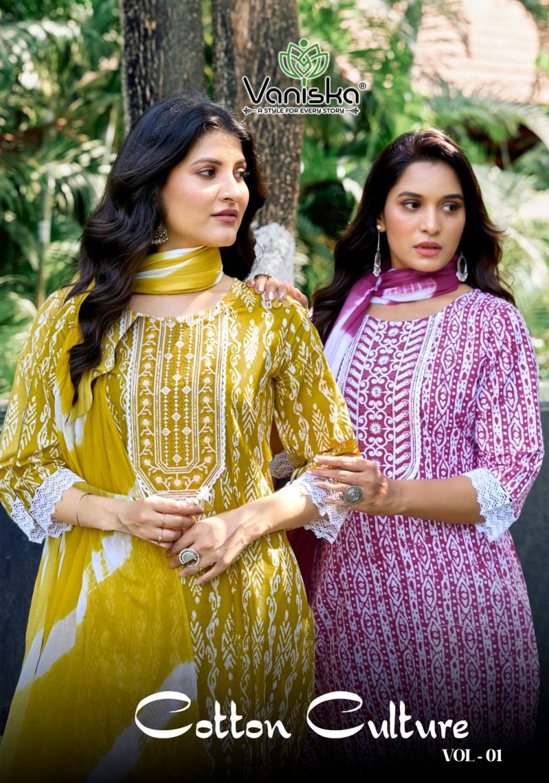 Vaniska Cotton Culture Vol 1 Printed Kurti Bottom With Dupatta