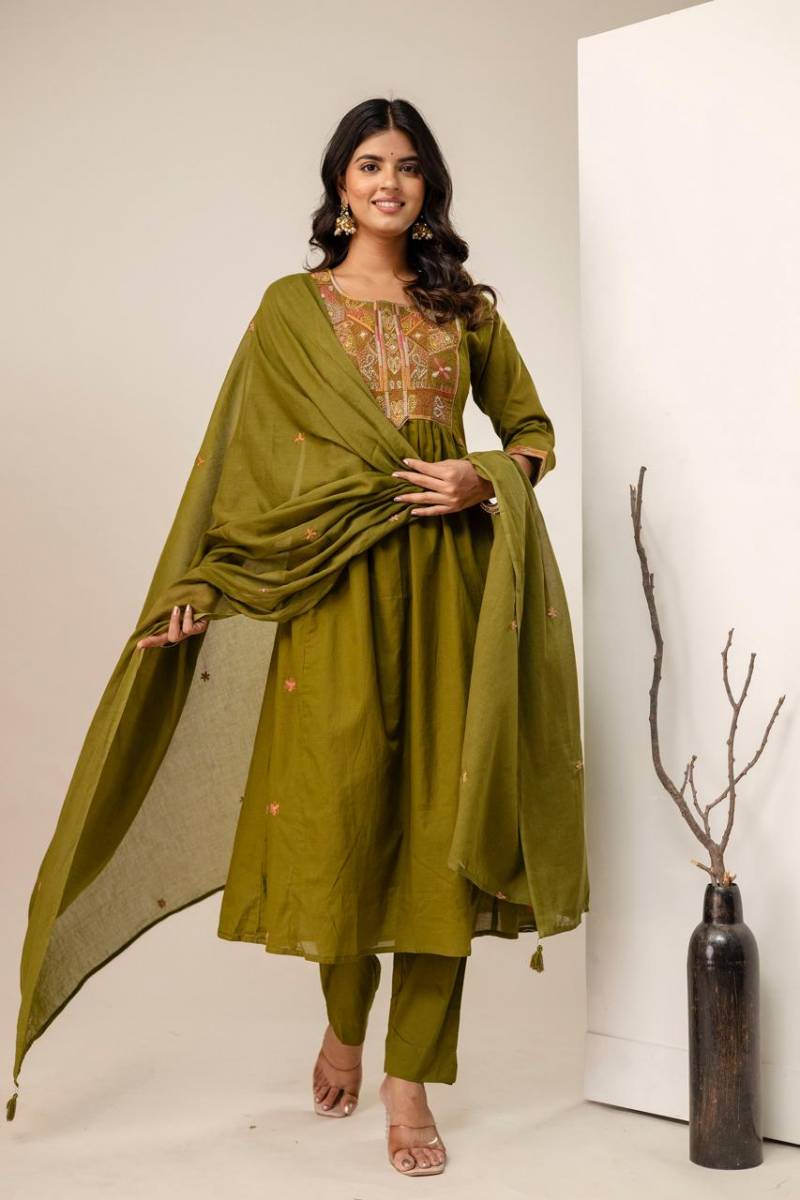 Naisha K 14 Mal Cotton Kurti Bottom With Dupatta Collection