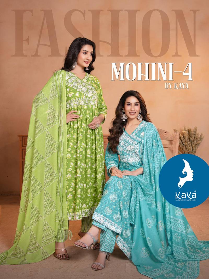 Kaya Mohini 4 Printed Long Kurti Pant With Dupatta Collection