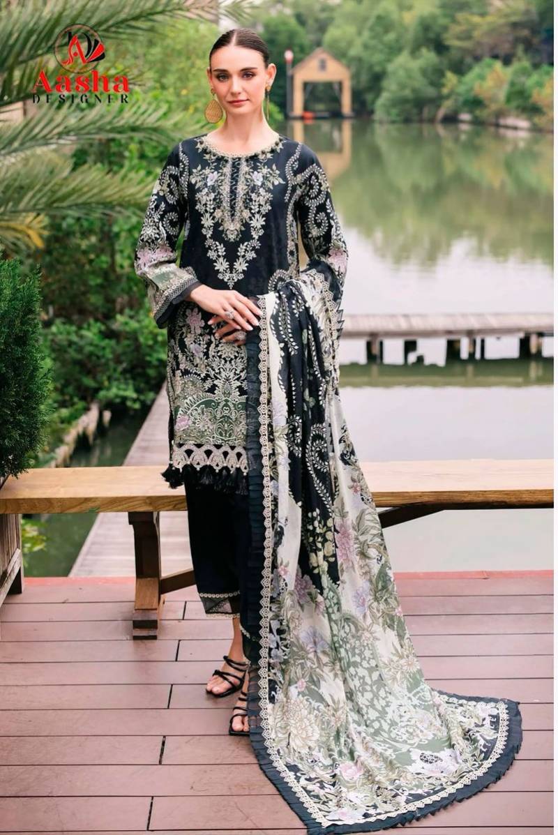 Aasha 1164 Pakistani Salwar Kameez Cotton Dupatta