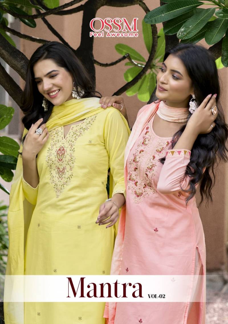 Ossm Mantra 2001 Embroidery Kurti Bottom With Dupatta Collection