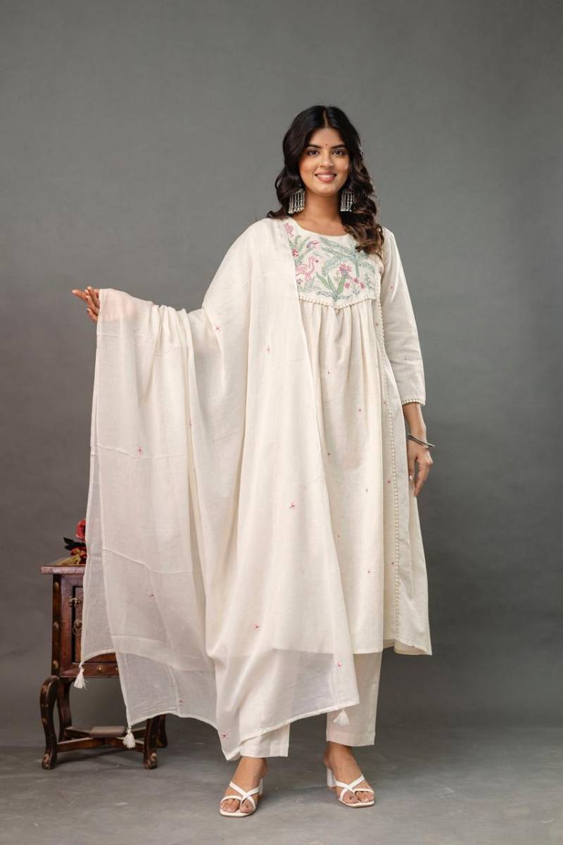 Naisha K 22 Embroidery Kurti Bottom With Dupatta