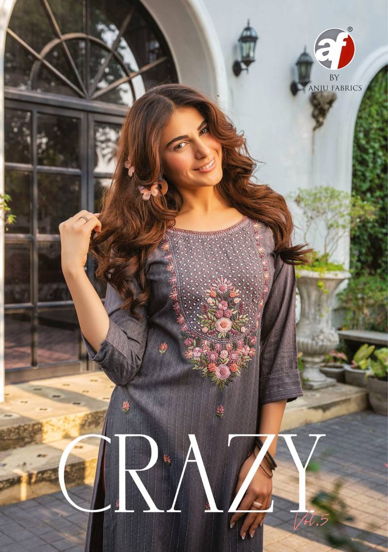 Af Crazy Vol 5 Embroidery Knot Work Designer Kurti Collection