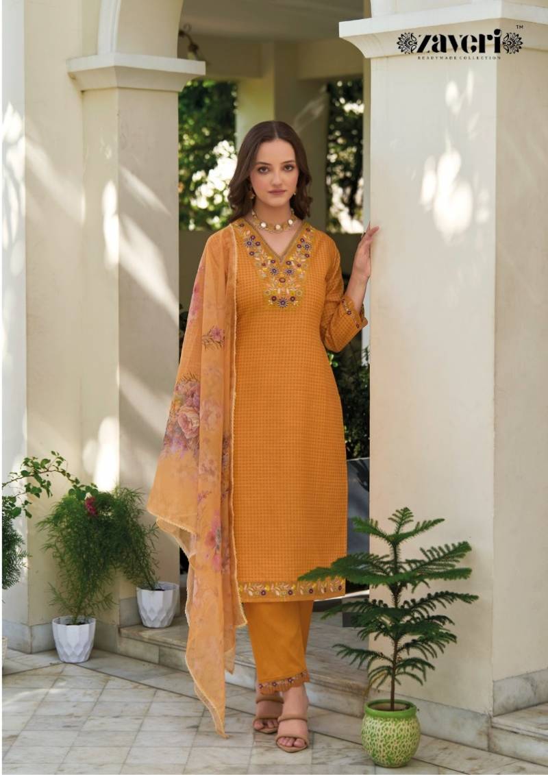 Zaveri Festive Cotton Readymade Kurti Pant With Dupatta