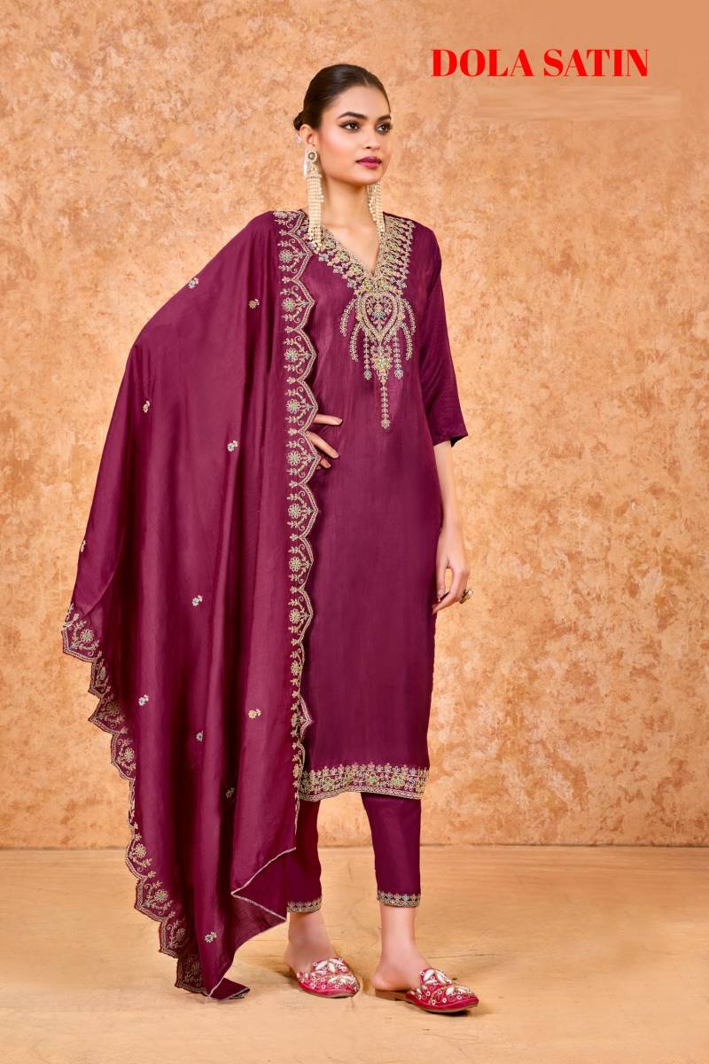 Art Riddhs Kk Dola Satin 1001 Designer Kurti Bottom With Dupatta Collection