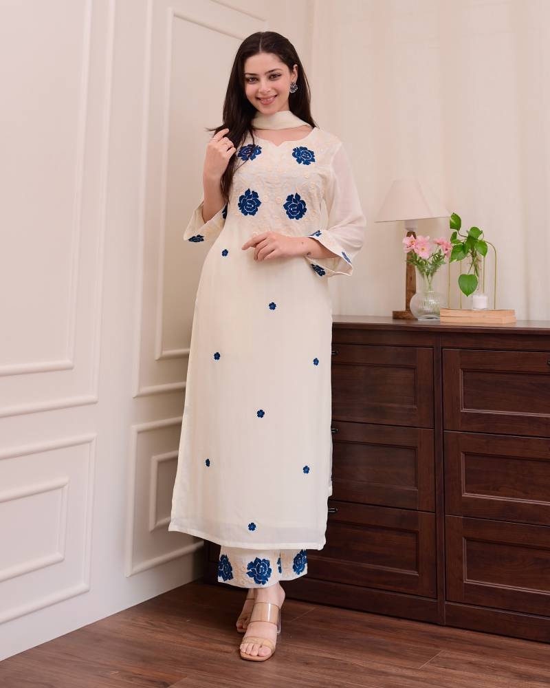 Maithili 01 Rayon Embroidery Kurti Bottom With Dupatta