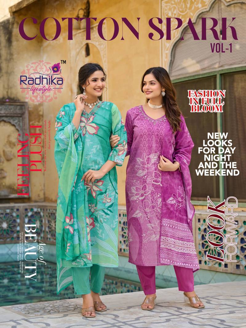 Radhika Cotton Spark Vol 1 Printed Kurti Bottom With Dupatta